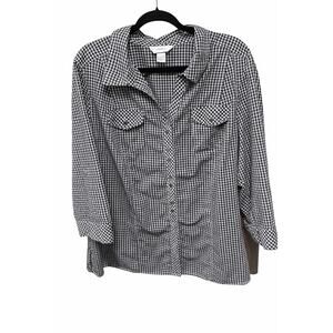 CJ Banks 2X Gingham Cottagecore Chic Quiet Luxury Minimalist Capsule Staple Top